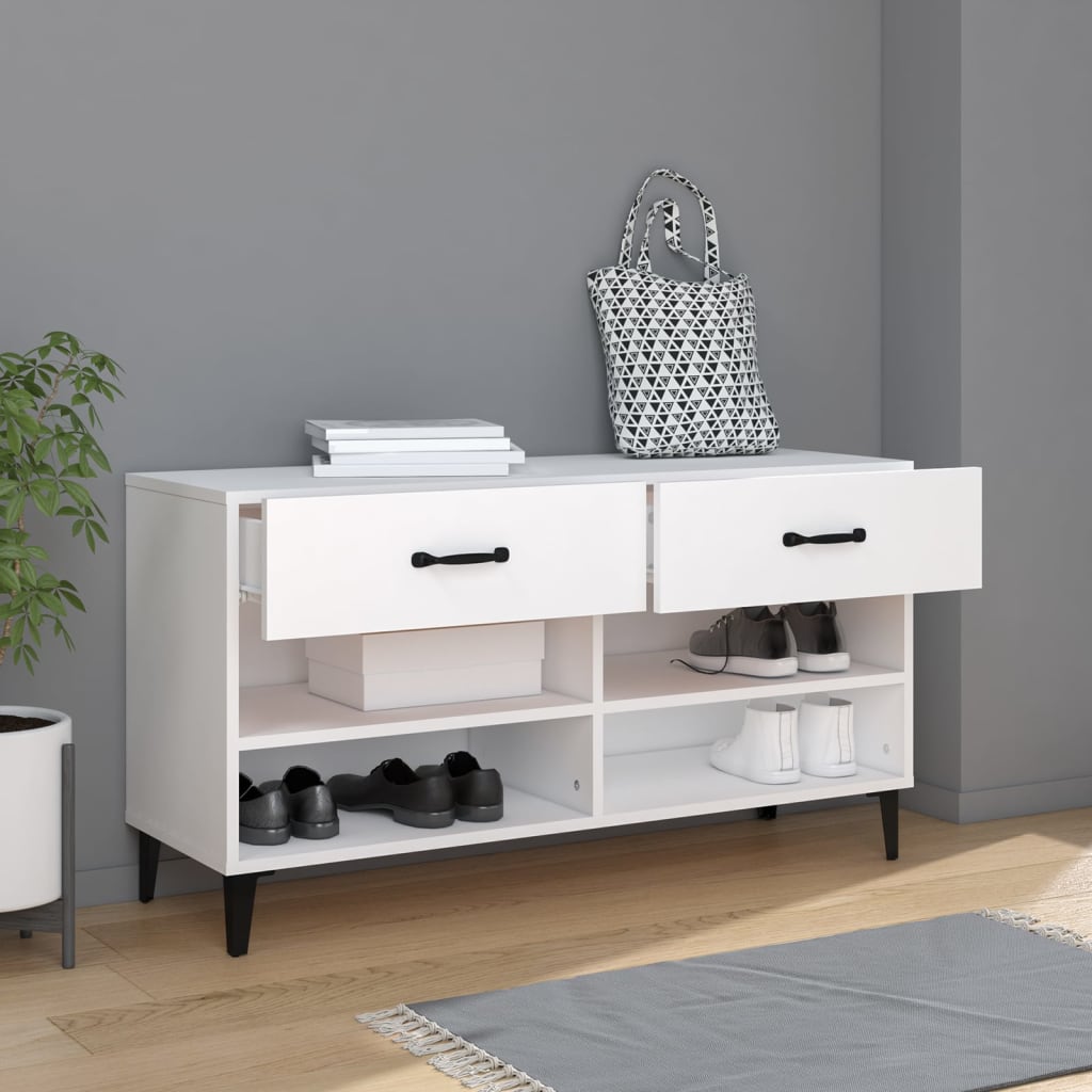 Armoire à chaussures Blanc 102x35x55 cm Bois d'ingénierie - XIOS