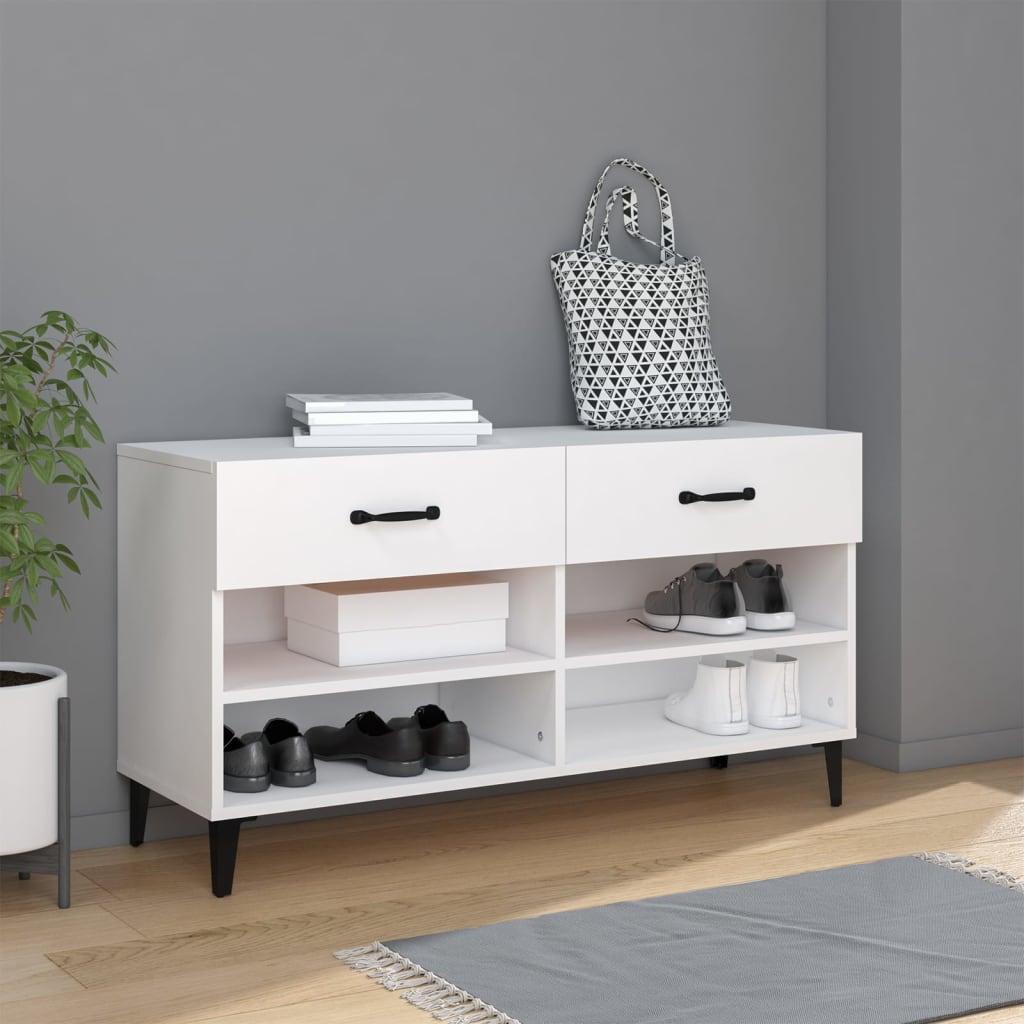 Armoire à chaussures Blanc 102x35x55 cm Bois d'ingénierie - XIOS