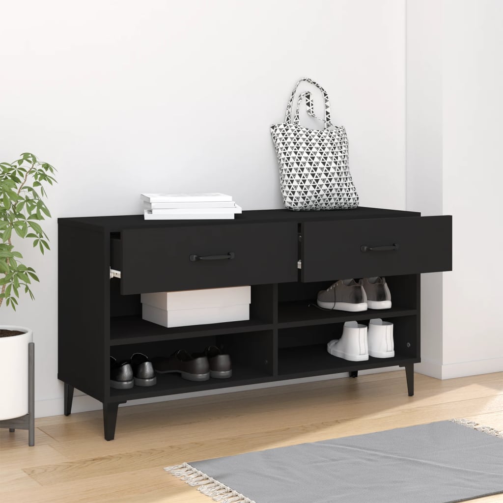 Armoire à chaussures Noir 102x35x55 cm Bois d'ingénierie - XIOS