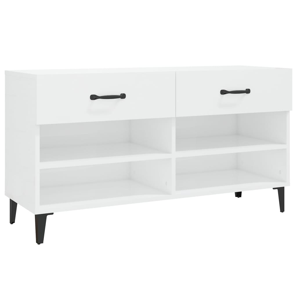 Armoire à chaussure Blanc brillant 102x35x55 cm Bois ingénierie - XIOS