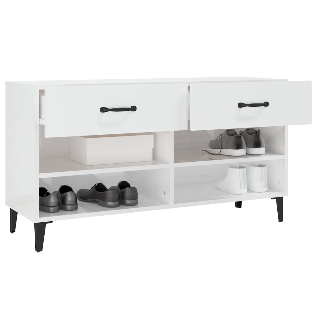 Armoire à chaussure Blanc brillant 102x35x55 cm Bois ingénierie - XIOS