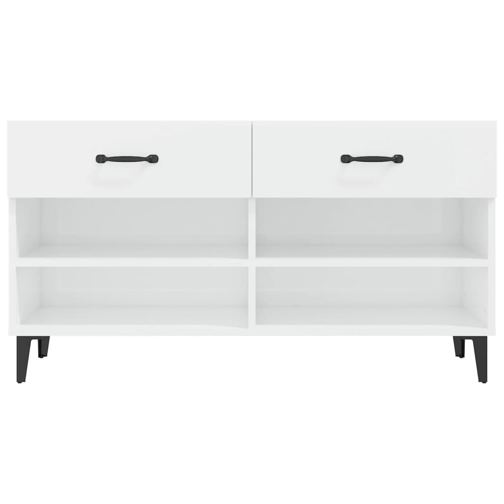 Armoire à chaussure Blanc brillant 102x35x55 cm Bois ingénierie - XIOS