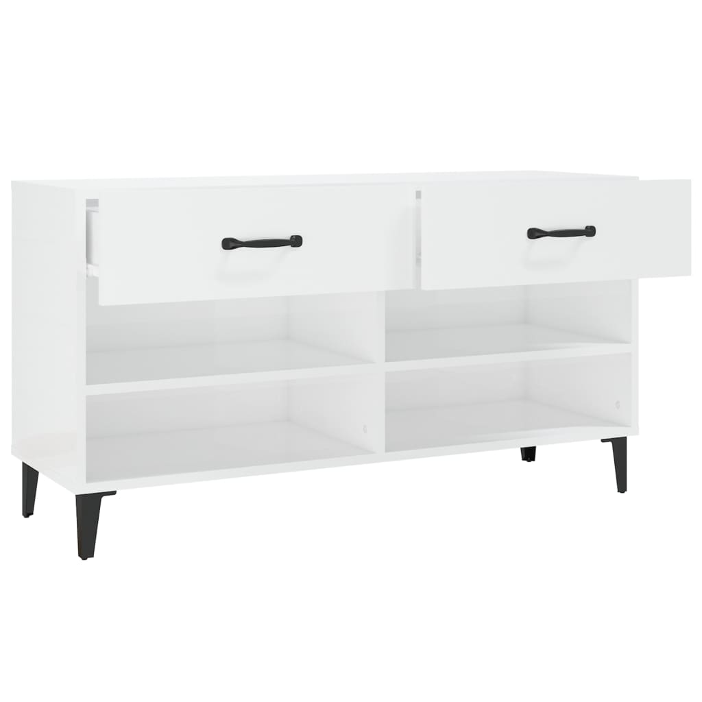 Armoire à chaussure Blanc brillant 102x35x55 cm Bois ingénierie - XIOS