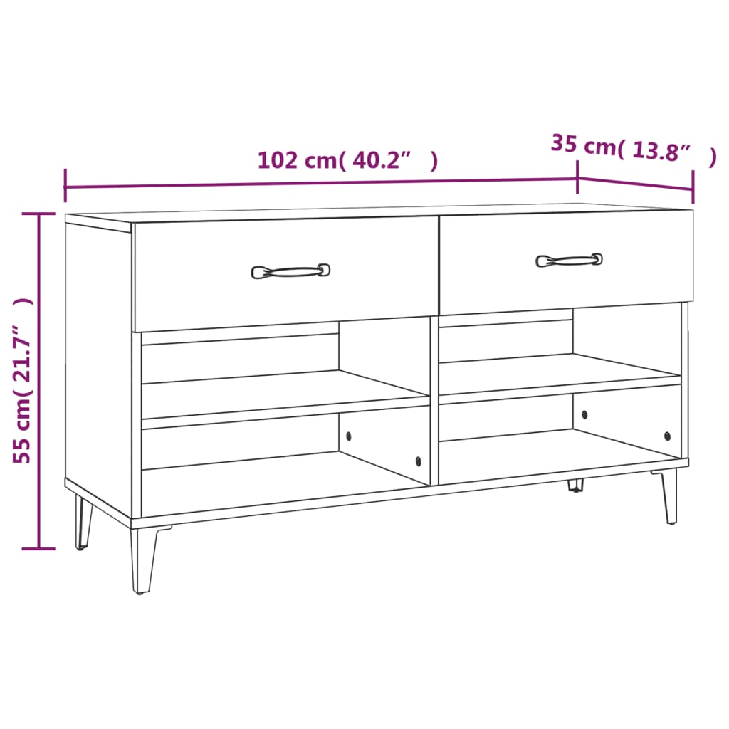 Armoire à chaussure Blanc brillant 102x35x55 cm Bois ingénierie - XIOS