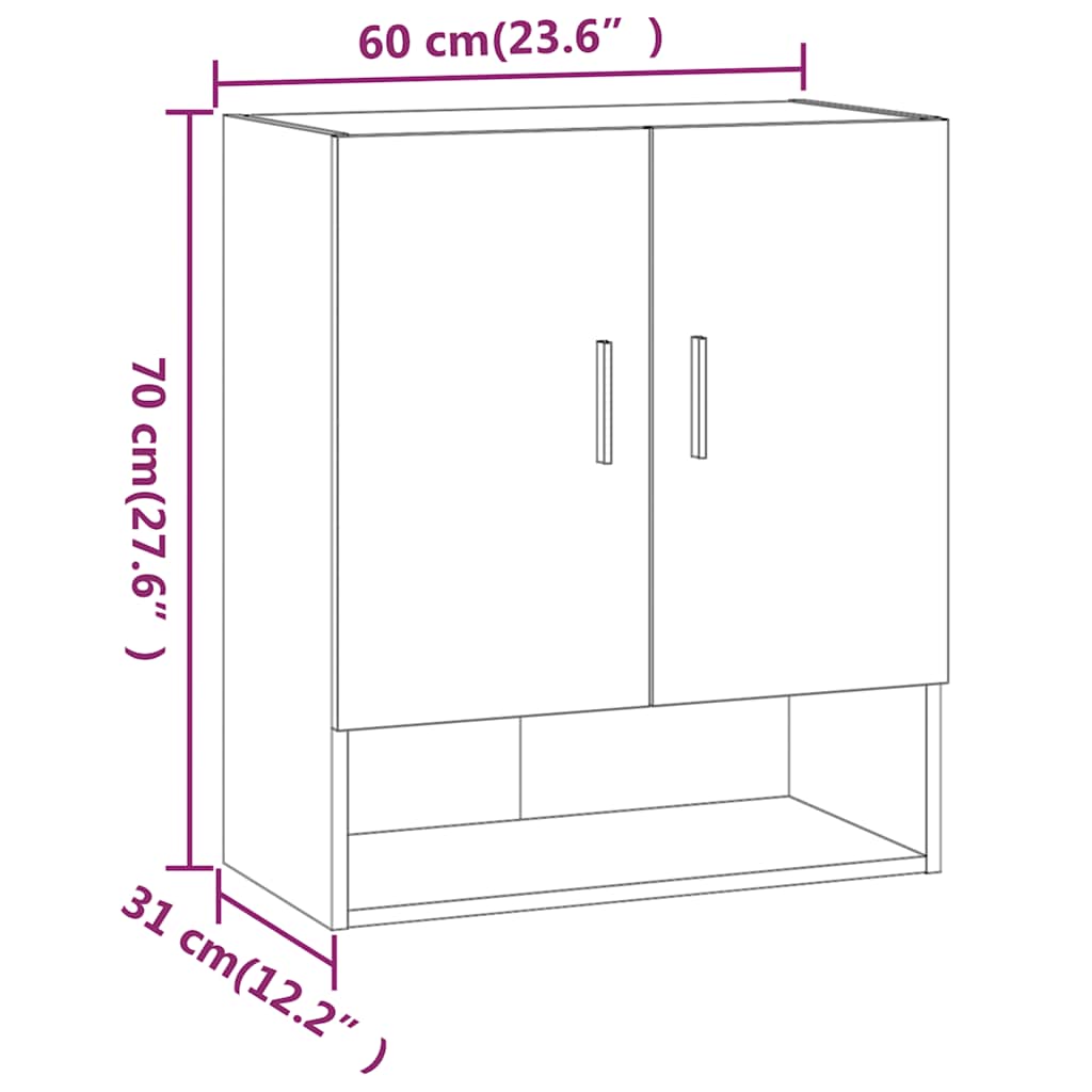 Armoire murale Gris béton 60x31x70 cm Bois d'ingénierie - XIOS