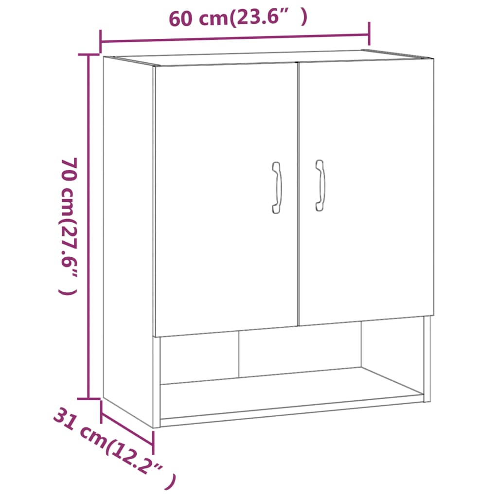 Armoire murale Blanc 60x31x70 cm Bois d'ingénierie