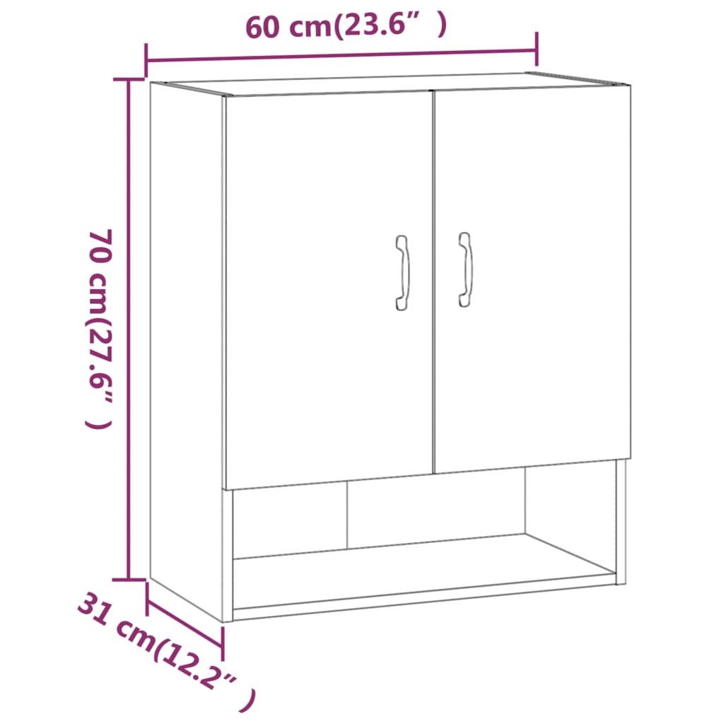 Armoire murale Noir 60x31x70 cm Bois d'ingénierie