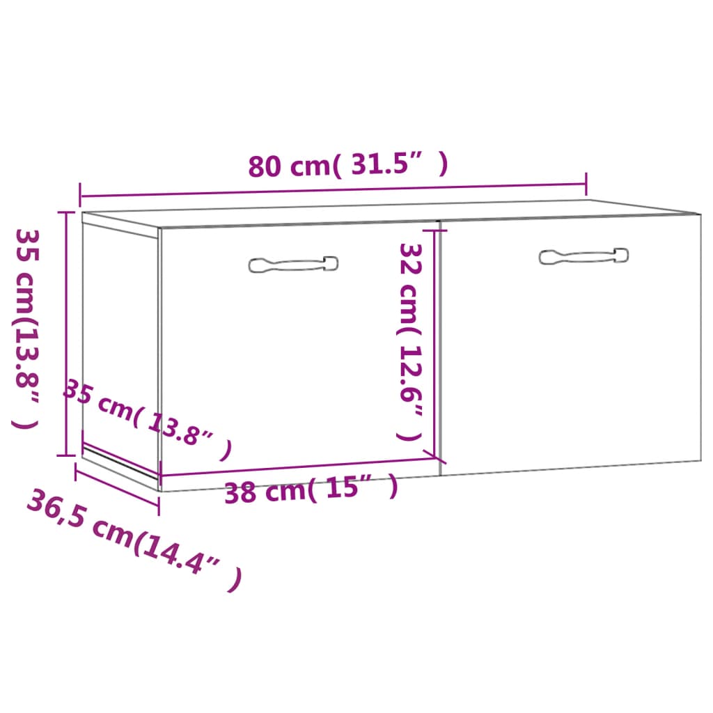 Armoire murale Chêne sonoma 80x35x36,5 cm Bois d'ingénierie - XIOS