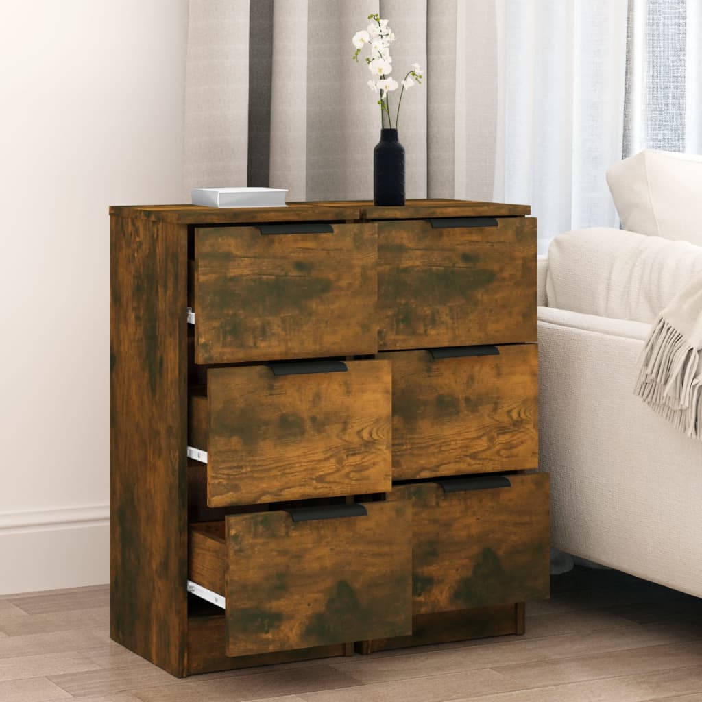 Buffets 2 pcs Chêne fumé 30x30x70 cm Bois d'ingénierie - XIOS