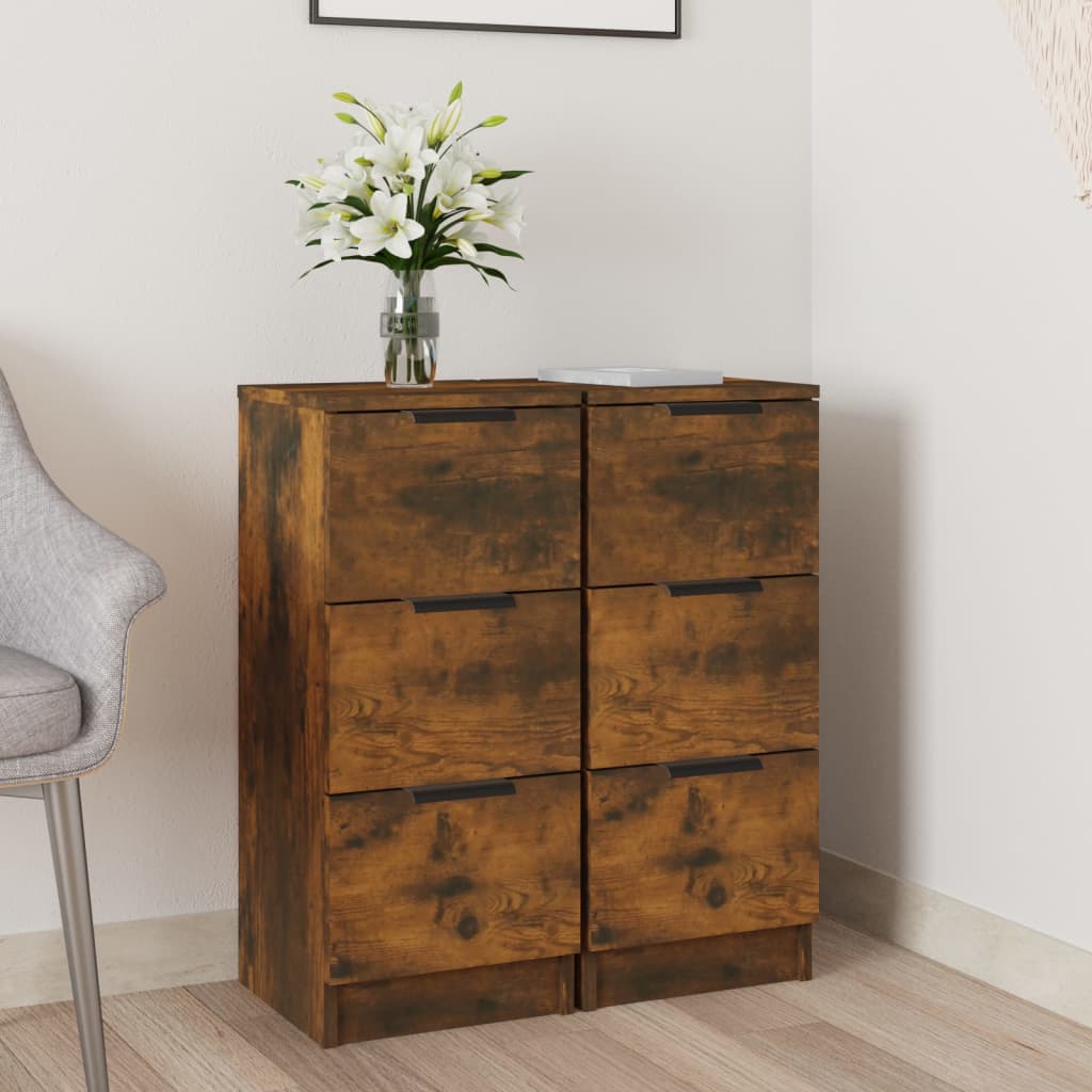 Buffets 2 pcs Chêne fumé 30x30x70 cm Bois d'ingénierie - XIOS