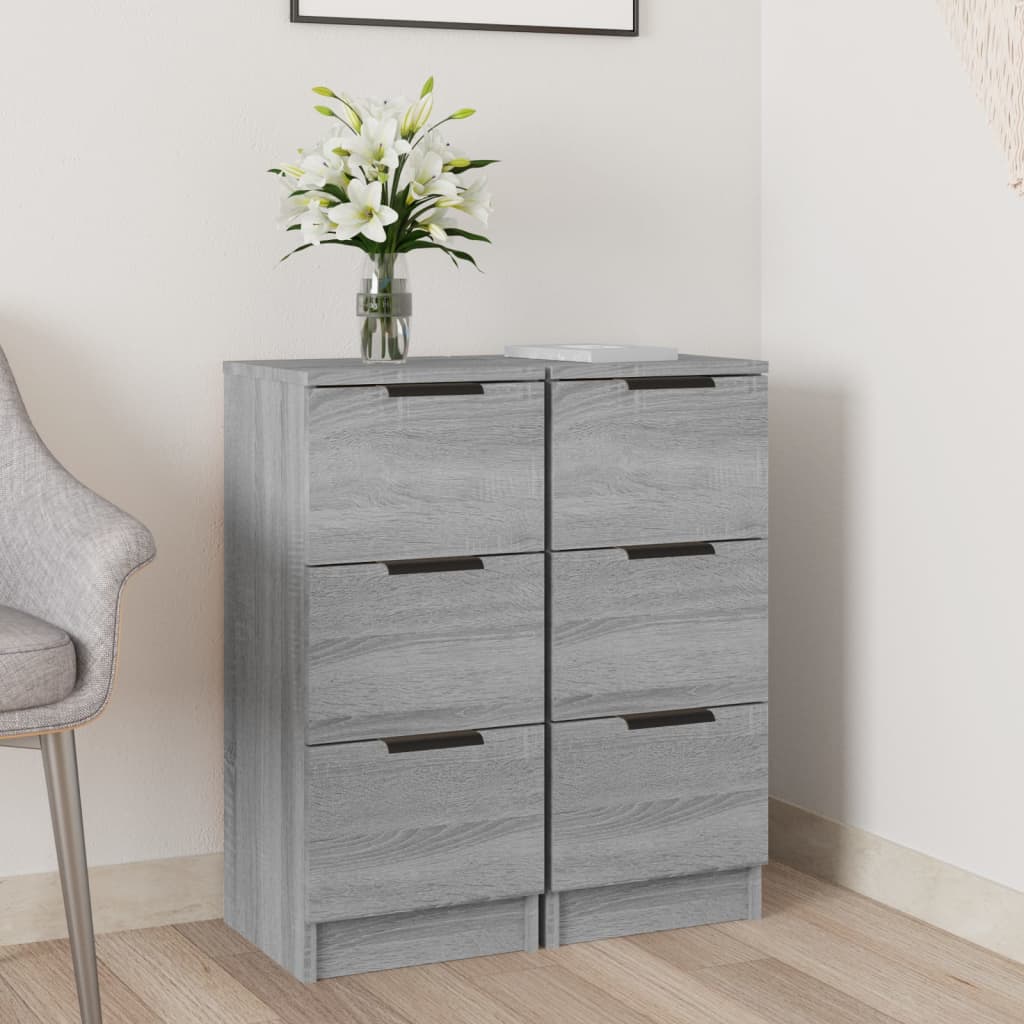 Buffets 2 pcs Sonoma gris 30x30x70 cm Bois d'ingénierie - XIOS
