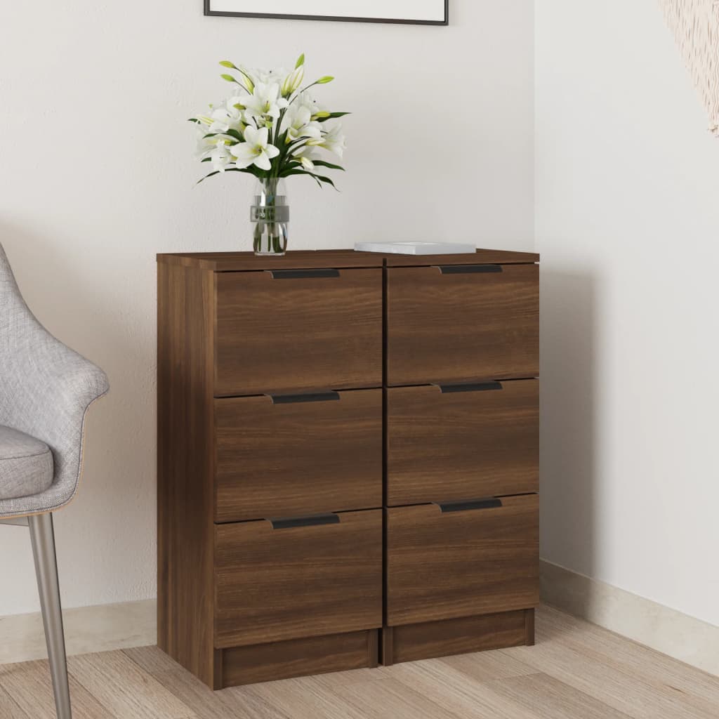Buffets 2 pcs chêne marron 30x30x70 cm Bois d'ingénierie - XIOS
