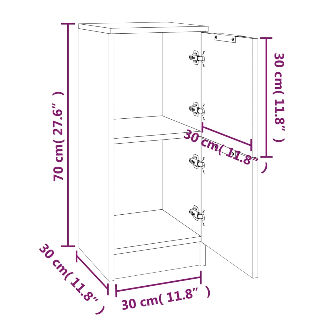 Buffet Chêne marron 30x30x70 cm Bois d'ingénierie - XIOS