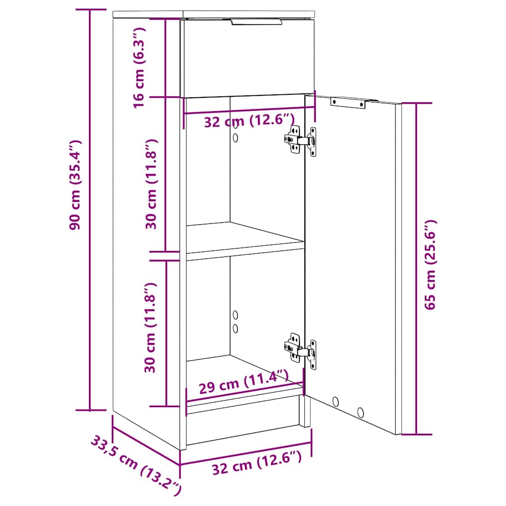 Armoire de bain Chêne fumé 32x34x90 cm Bois d'ingénierie - XIOS