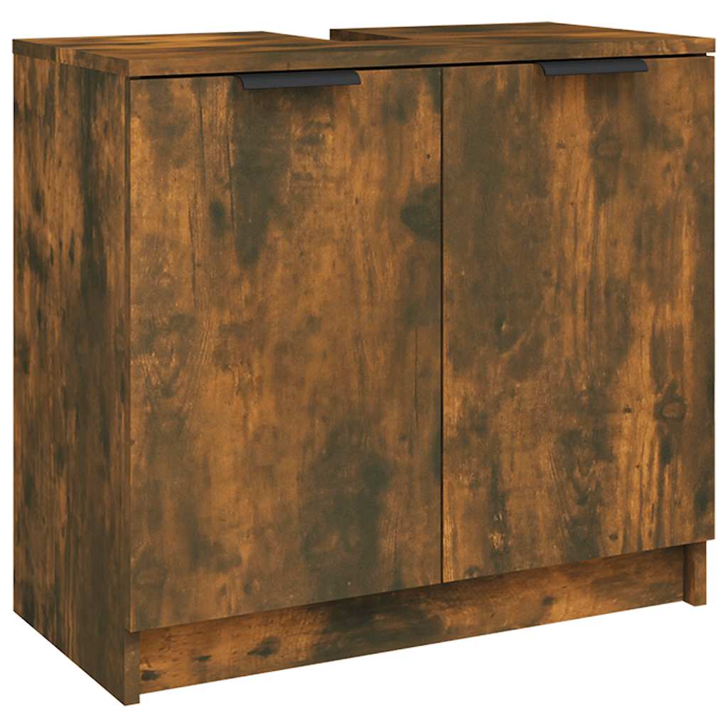 Armoire de bain Chêne fumé 64,5x33,5x59 cm Bois d'ingénierie