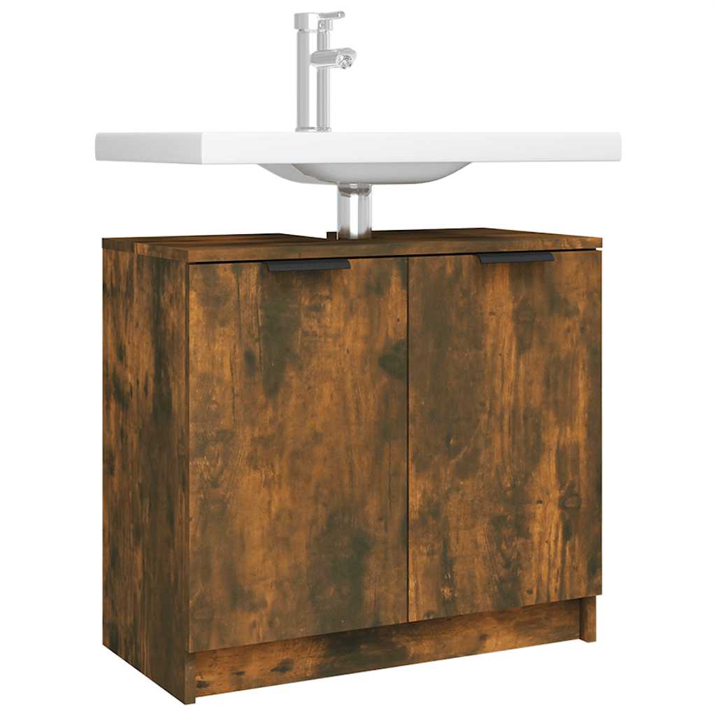 Armoire de bain Chêne fumé 64,5x33,5x59 cm Bois d'ingénierie