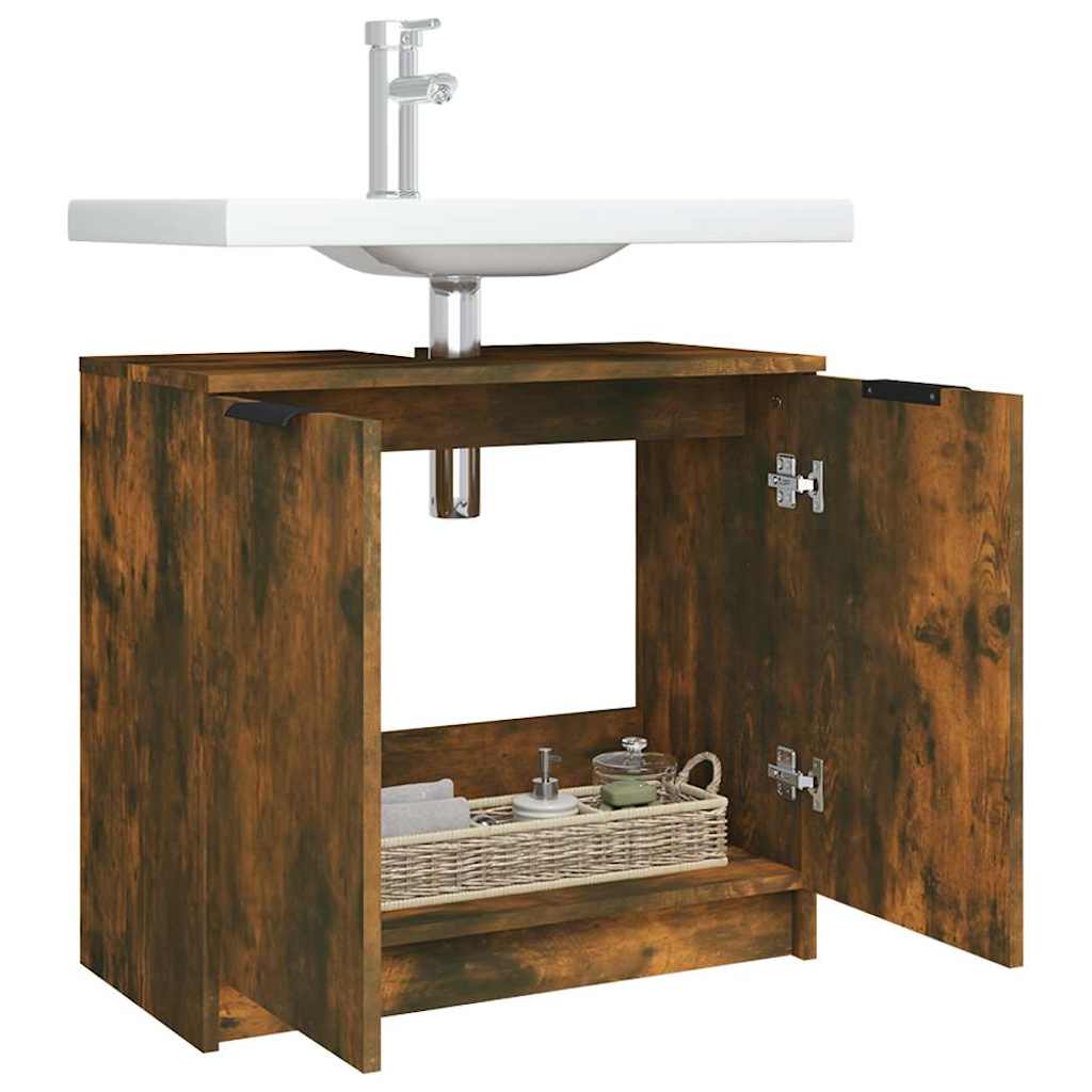 Armoire de bain Chêne fumé 64,5x33,5x59 cm Bois d'ingénierie