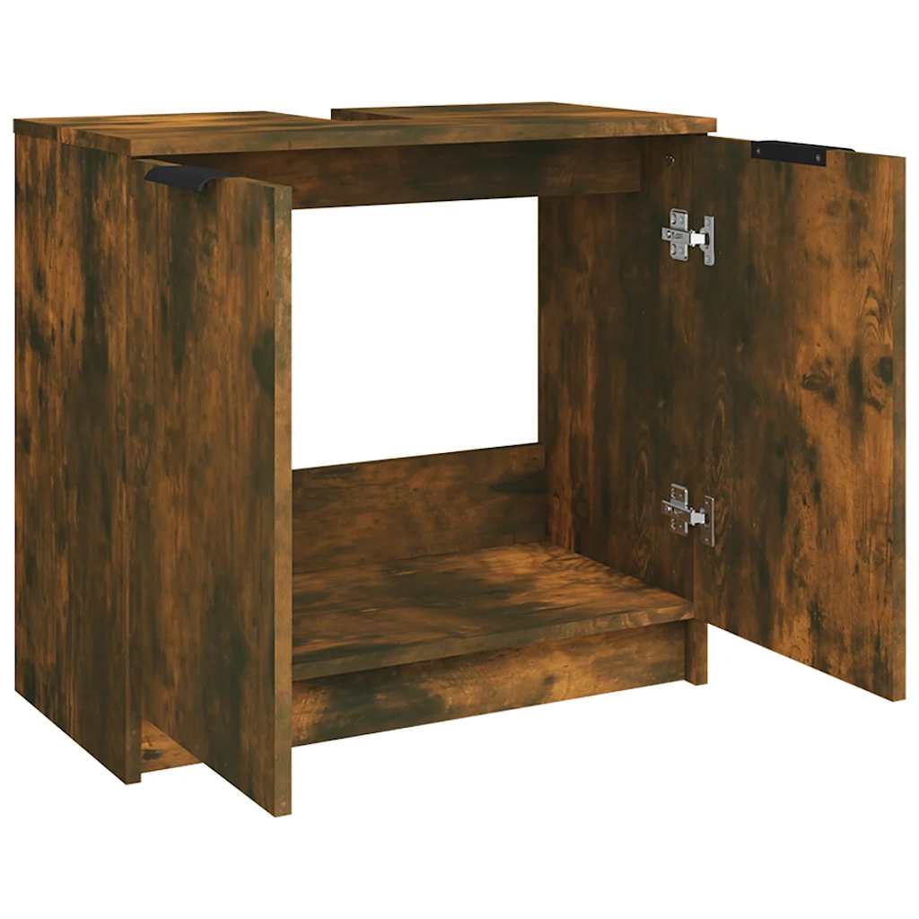 Armoire de bain Chêne fumé 64,5x33,5x59 cm Bois d'ingénierie