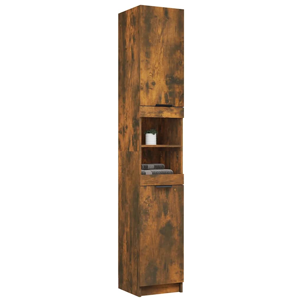 Armoire de bain Chêne fumé 32x34x188,5 cm Bois d'ingénierie - XIOS