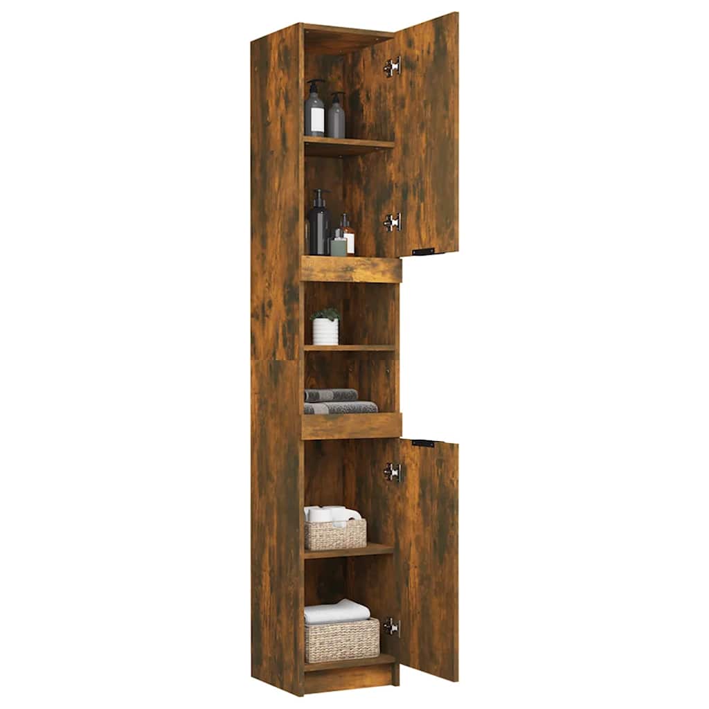 Armoire de bain Chêne fumé 32x34x188,5 cm Bois d'ingénierie - XIOS