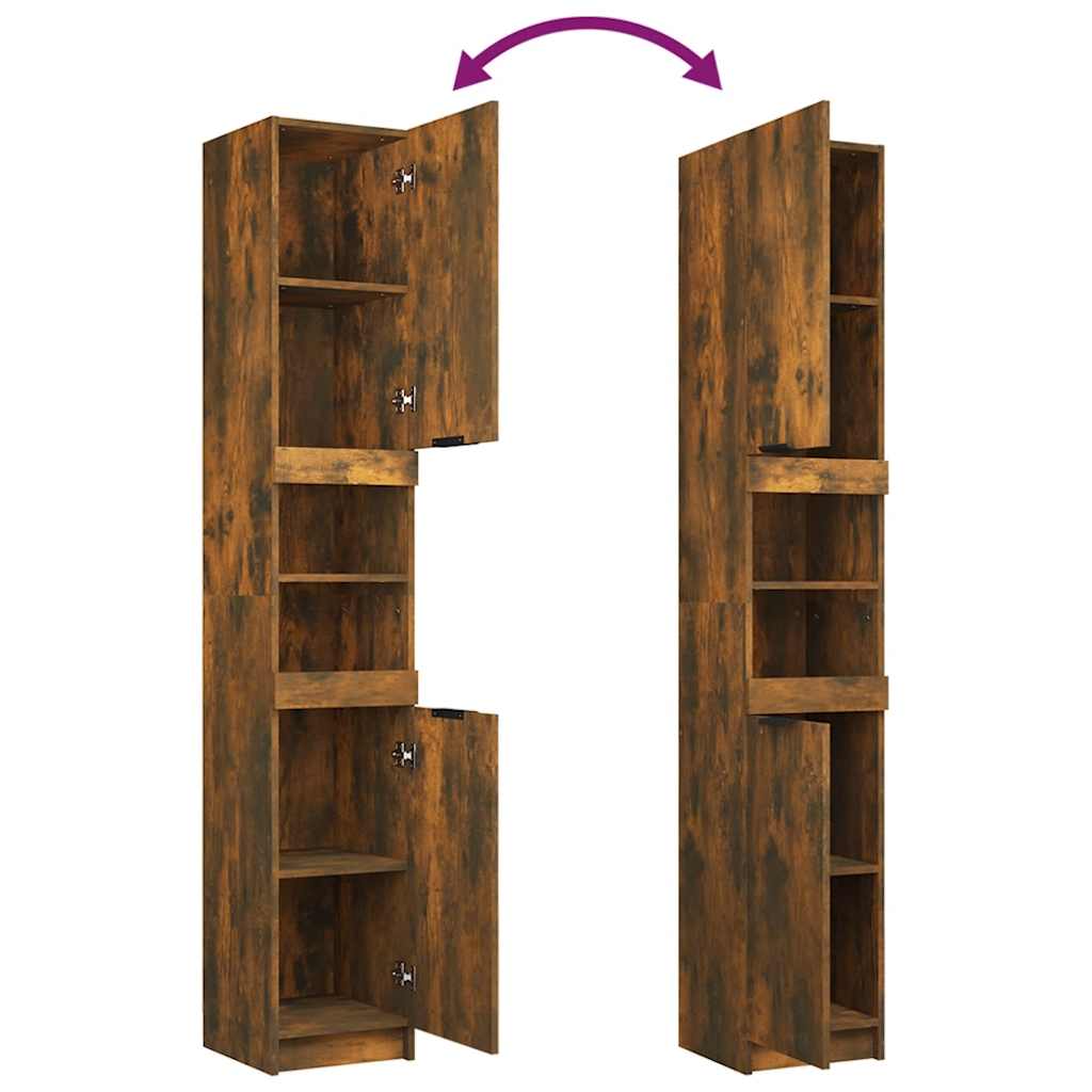 Armoire de bain Chêne fumé 32x34x188,5 cm Bois d'ingénierie - XIOS