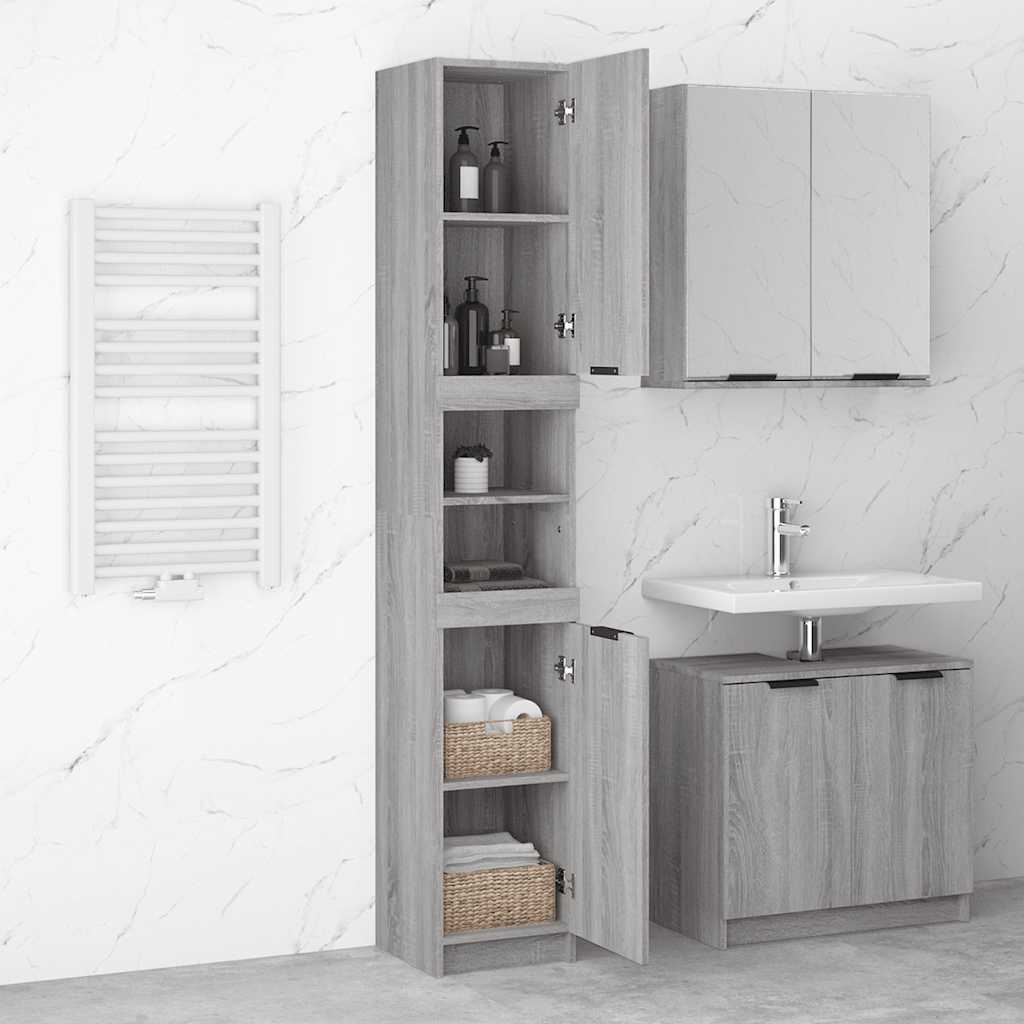 Armoire de bain Sonoma gris 32x34x188,5 cm Bois d'ingénierie - XIOS