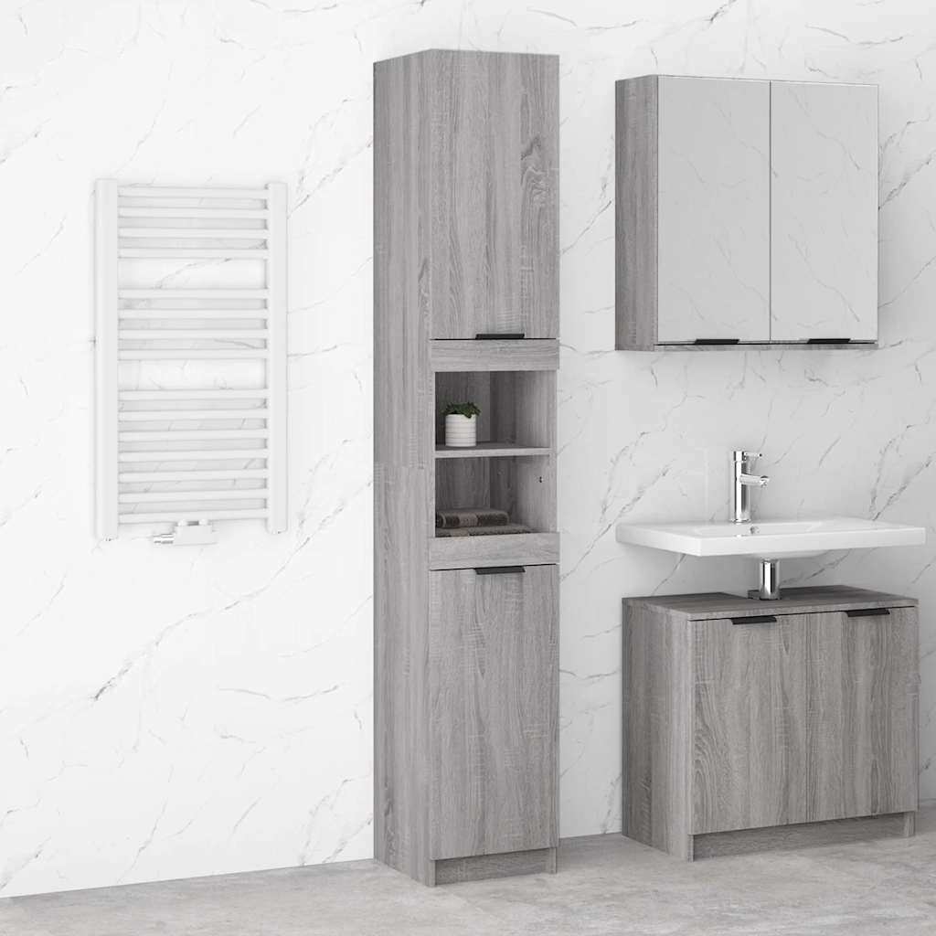 Armoire de bain Sonoma gris 32x34x188,5 cm Bois d'ingénierie - XIOS