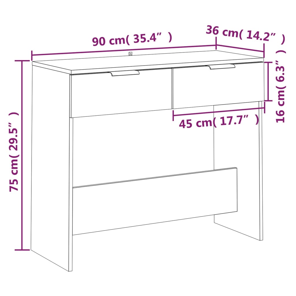 Table console Chêne fumé 90x36x75 cm Bois d'ingénierie - XIOS