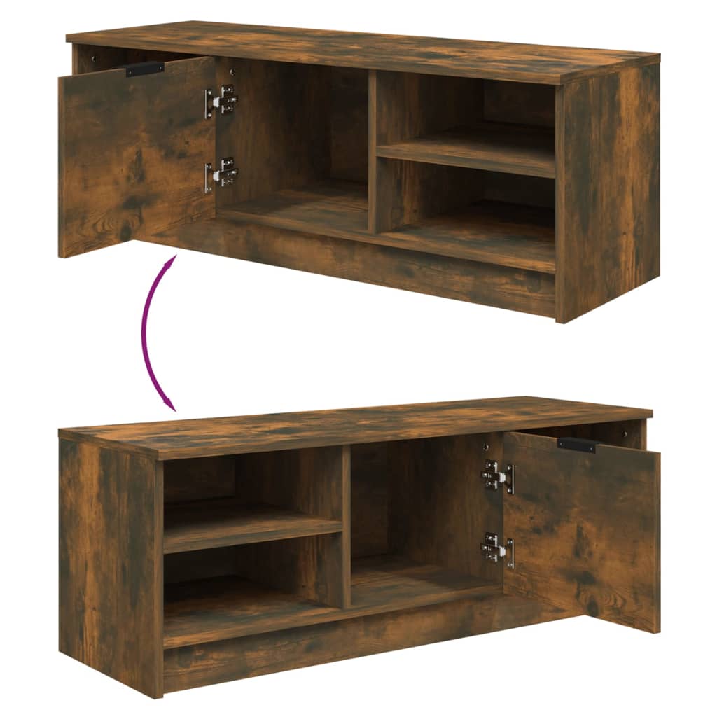 Meuble TV Chêne fumé 102x35,5x36,5 cm Bois d'ingénierie - XIOS