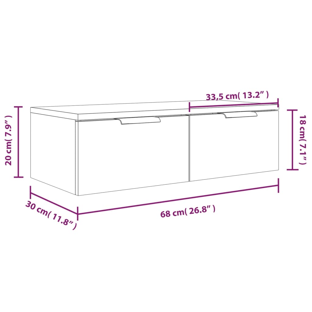 Armoire murale Chêne fumé 68x30x20 cm Bois d'ingénierie - XIOS