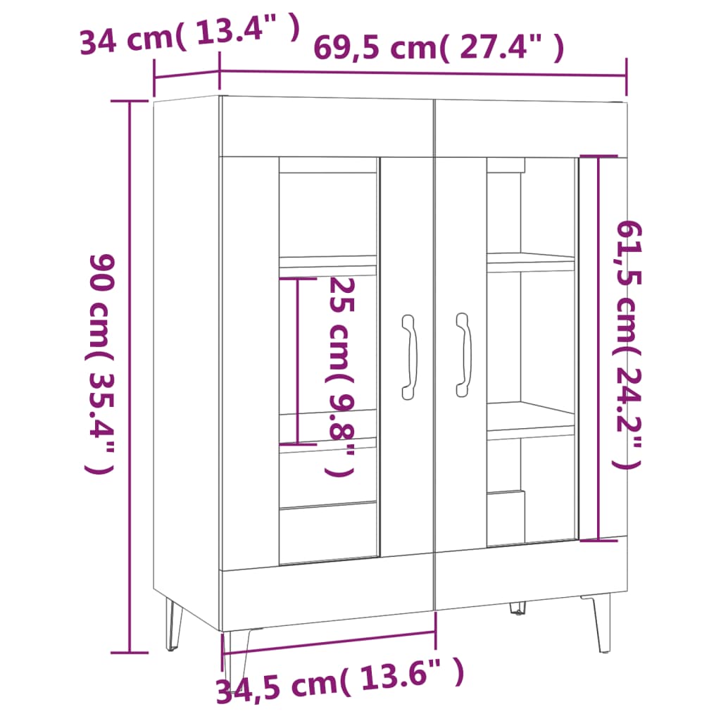 Buffet sonoma gris 69,5x34x90 cm bois d'ingénierie - XIOS