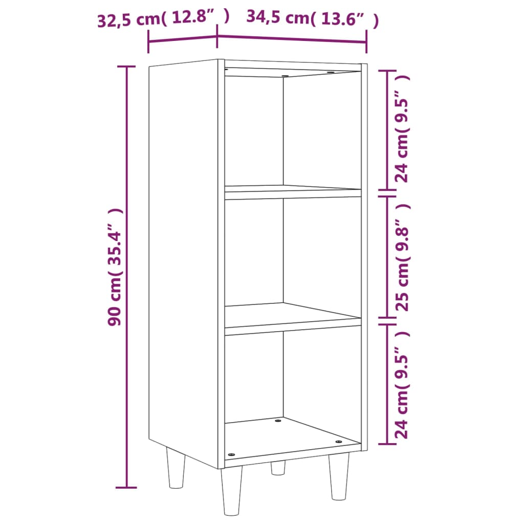 Buffet Chêne fumé 34,5x32,5x90 cm Bois d'ingénierie - XIOS