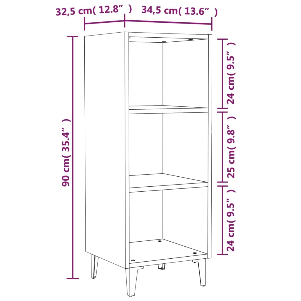 Buffet chêne marron 34,5x32,5x90 cm bois d'ingénierie - XIOS
