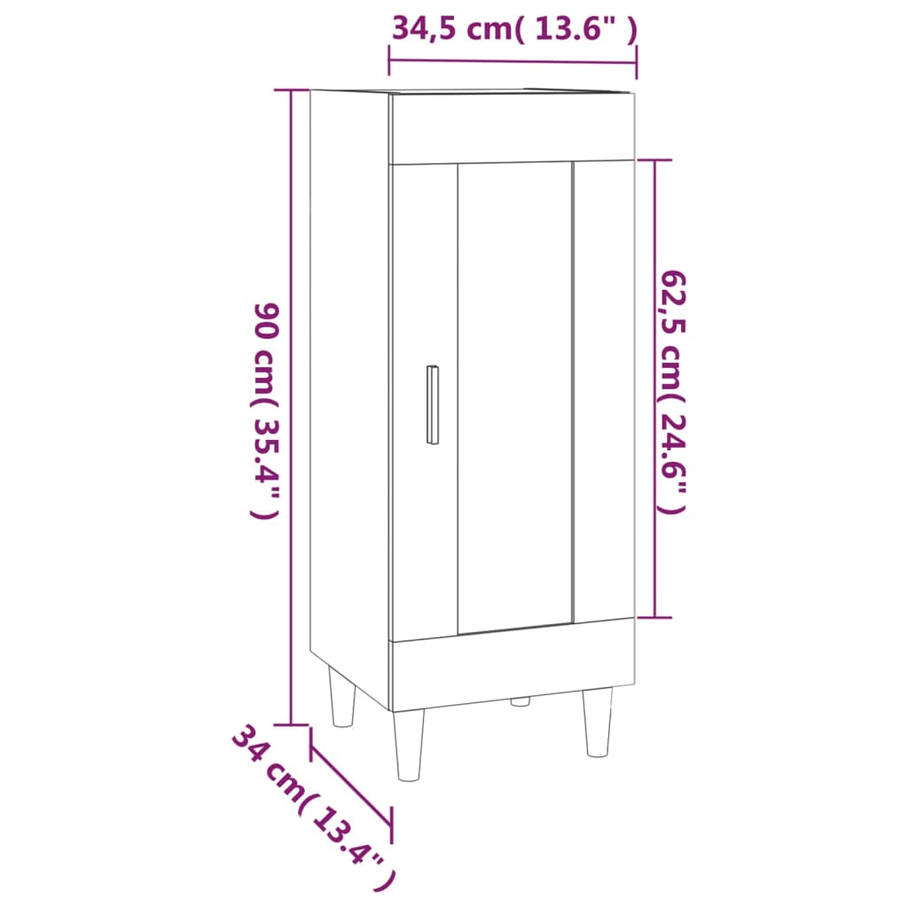 Buffet Chêne fumé 34,5x34x90 cm Bois d'ingénierie - XIOS