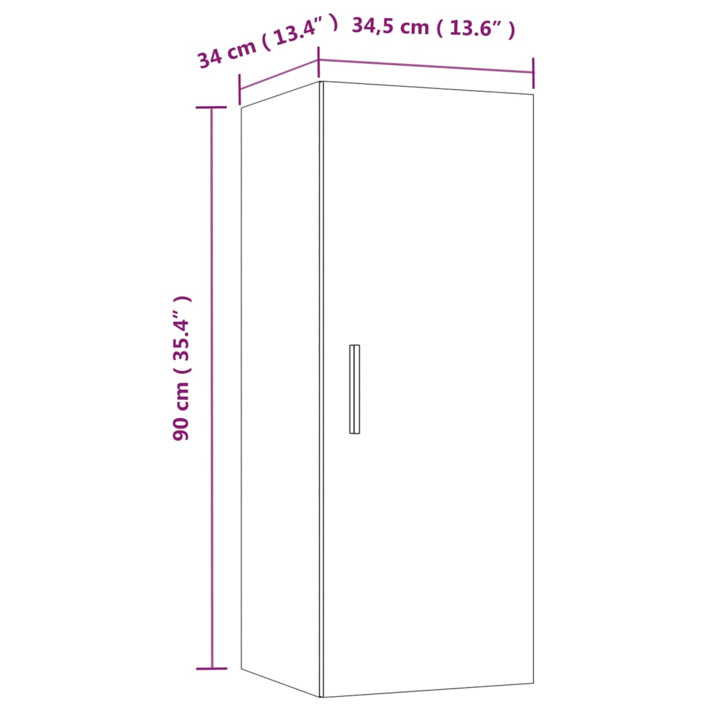 Armoire murale Chêne fumé 34,5x34x90 cm Bois d'ingénierie - XIOS