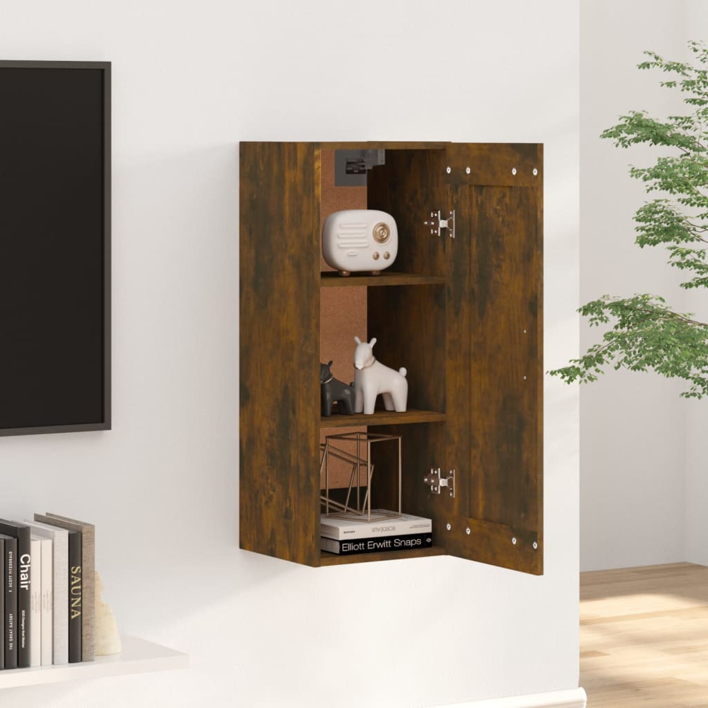 Armoire suspendue Chêne fumé 35x34x90 cm Bois d'ingénierie