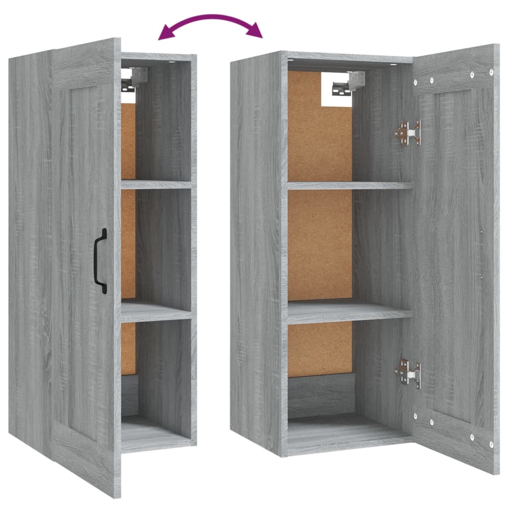 Armoire suspendue Sonoma gris 35x34x90 cm Bois d'ingénierie
