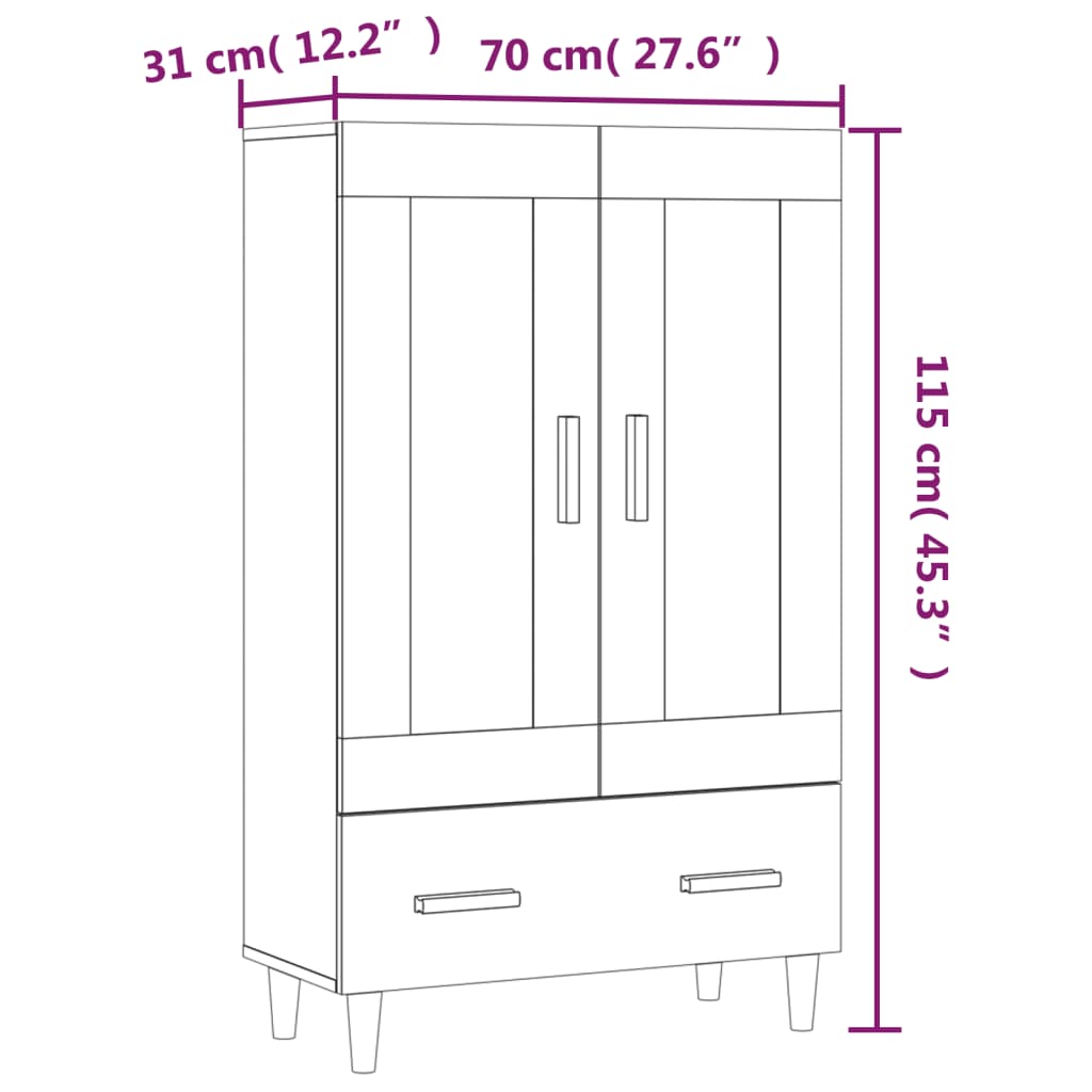 Buffet Sonoma gris 70x31x115 cm Bois d'ingénierie - XIOS