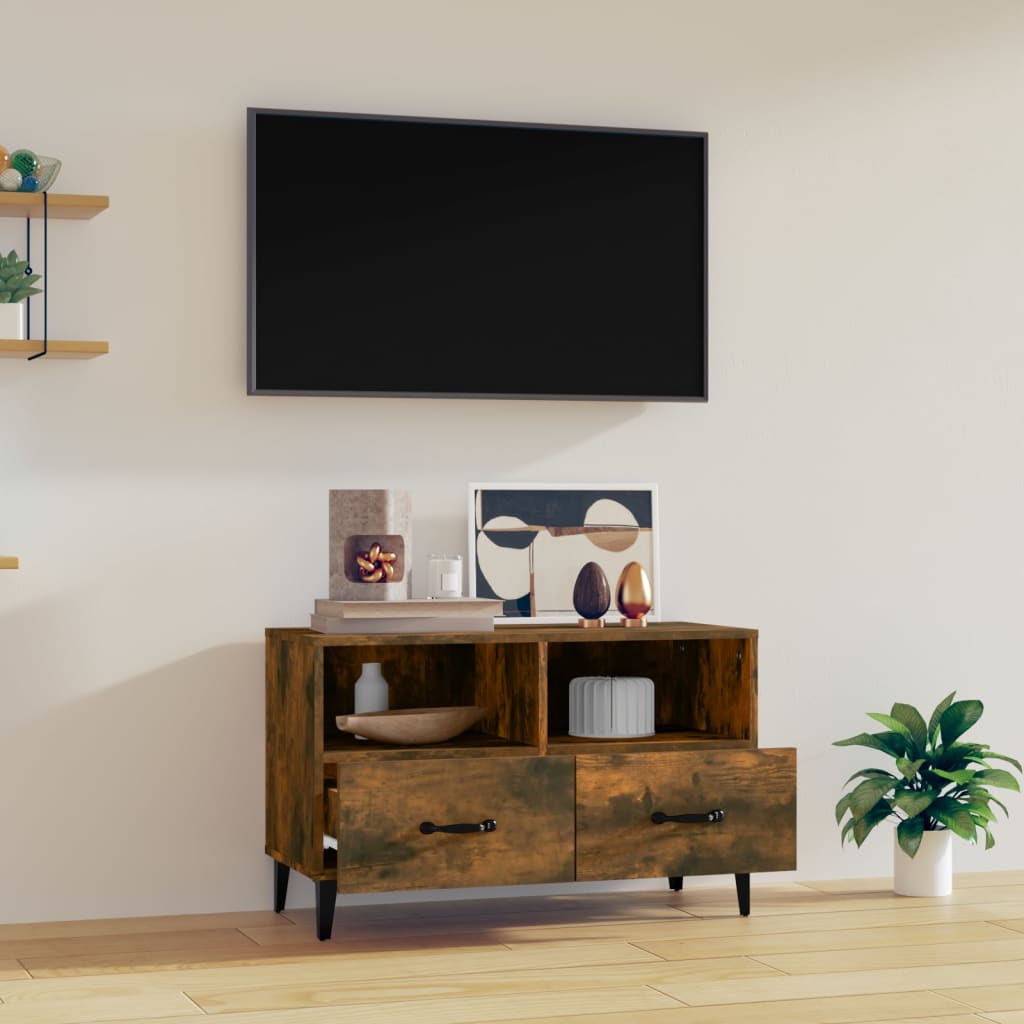 Meuble TV Chêne fumé 80x36x50 cm Bois d'ingénierie - XIOS