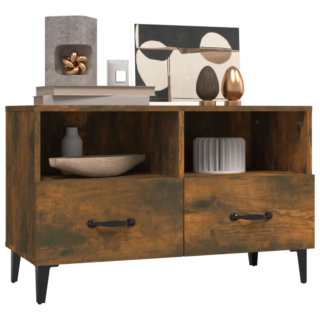 Meuble TV Chêne fumé 80x36x50 cm Bois d'ingénierie - XIOS