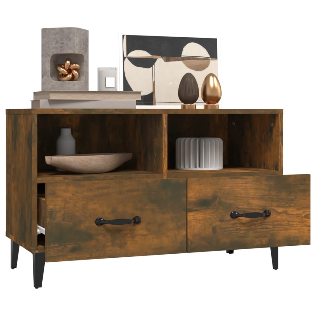 Meuble TV Chêne fumé 80x36x50 cm Bois d'ingénierie - XIOS