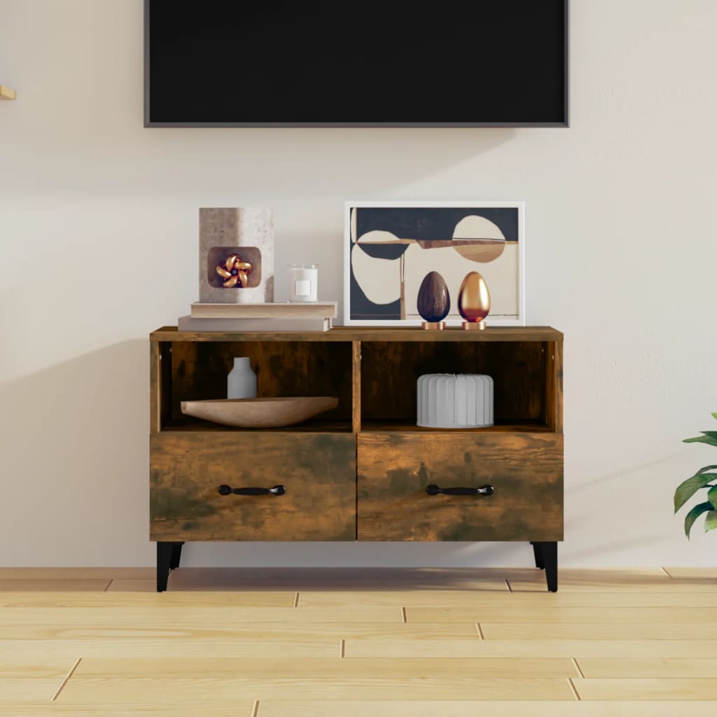 Meuble TV Chêne fumé 80x36x50 cm Bois d'ingénierie - XIOS