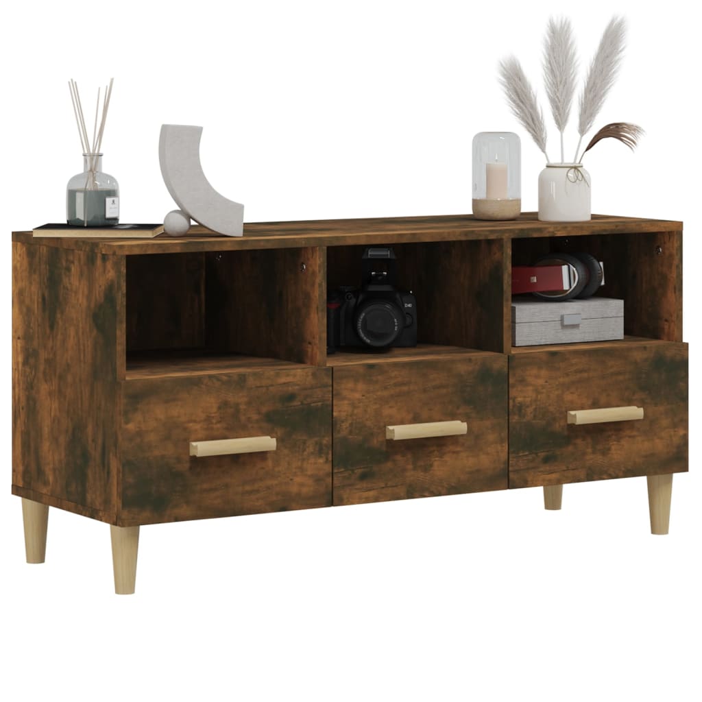 Meuble TV Chêne fumé 102x36x50 cm Bois d'ingénierie - XIOS