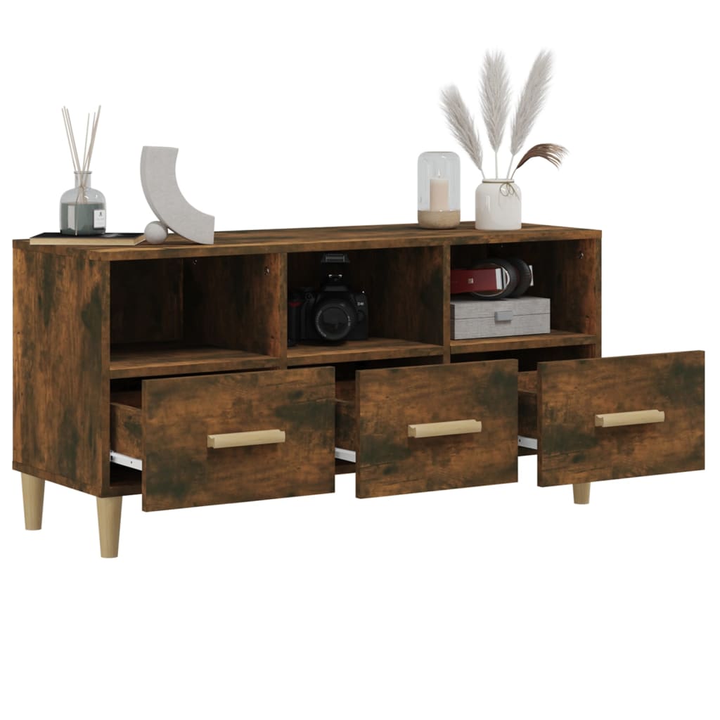 Meuble TV Chêne fumé 102x36x50 cm Bois d'ingénierie - XIOS