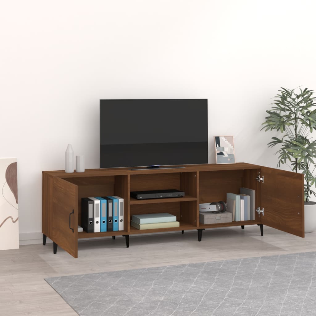 Meuble TV chêne marron 150x30x50 cm bois d'ingénierie - XIOS