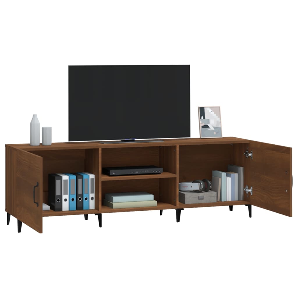 Meuble TV chêne marron 150x30x50 cm bois d'ingénierie - XIOS