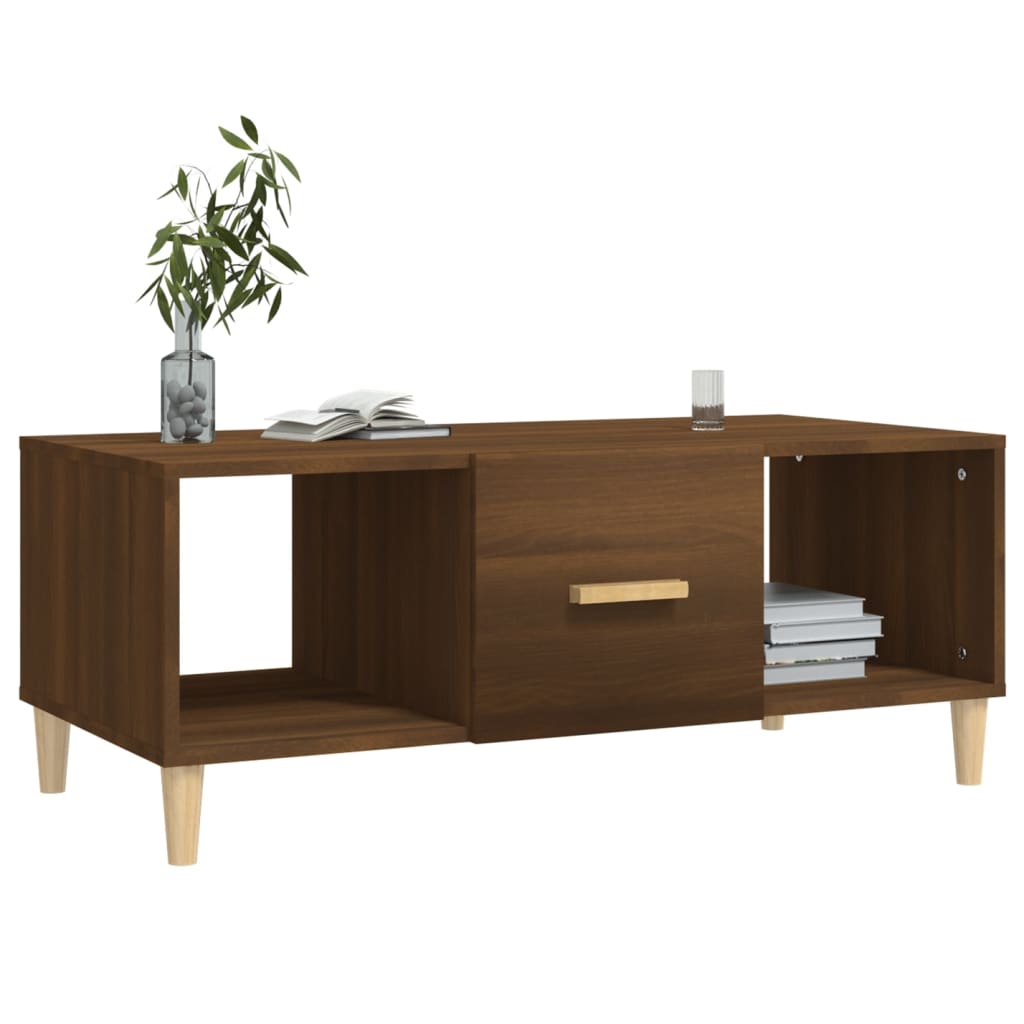 Table basse chêne marron 102x50x40 cm bois d'ingénierie - XIOS