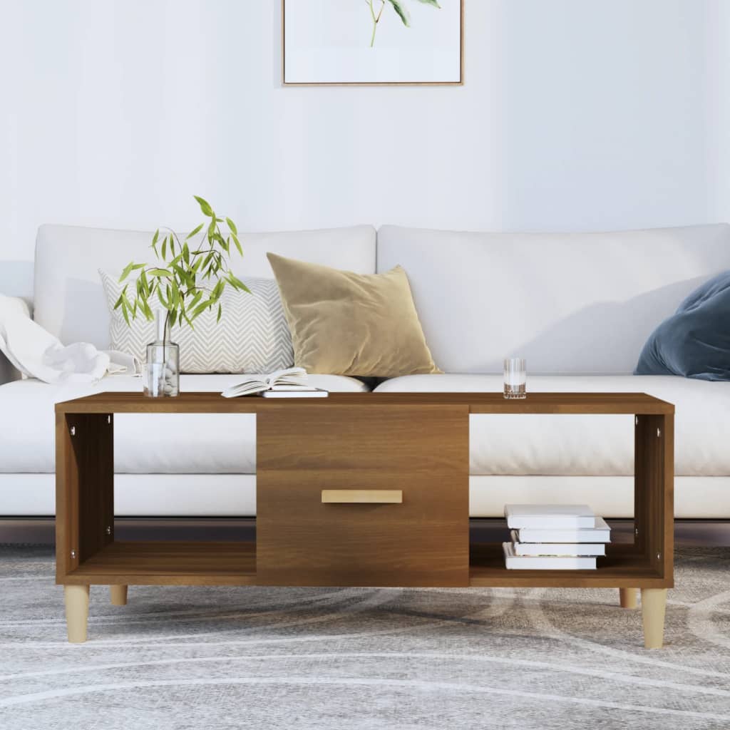 Table basse chêne marron 102x50x40 cm bois d'ingénierie - XIOS