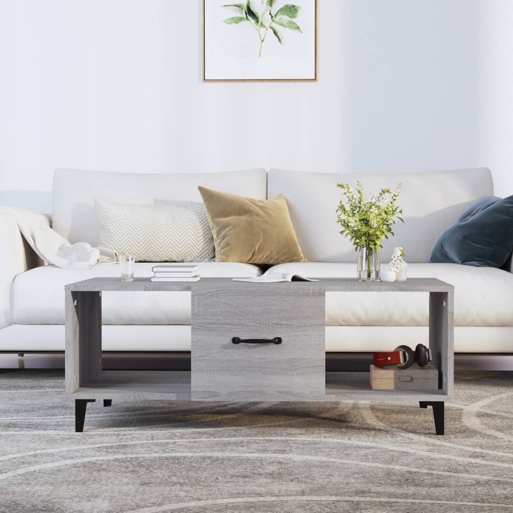 Table basse sonoma gris 102x50x40 cm bois d'ingénierie - XIOS