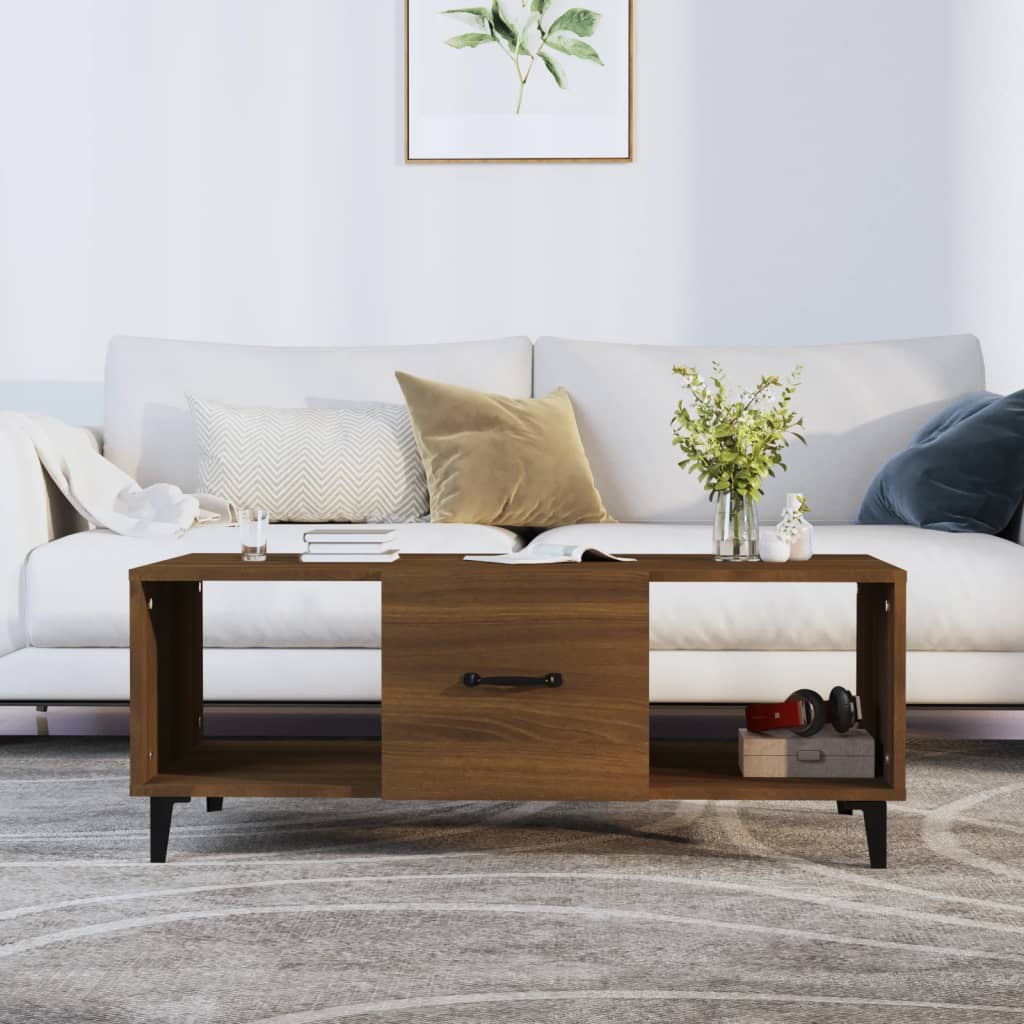 Table basse Chêne marron 102x50x40 cm Bois d'ingénierie - XIOS